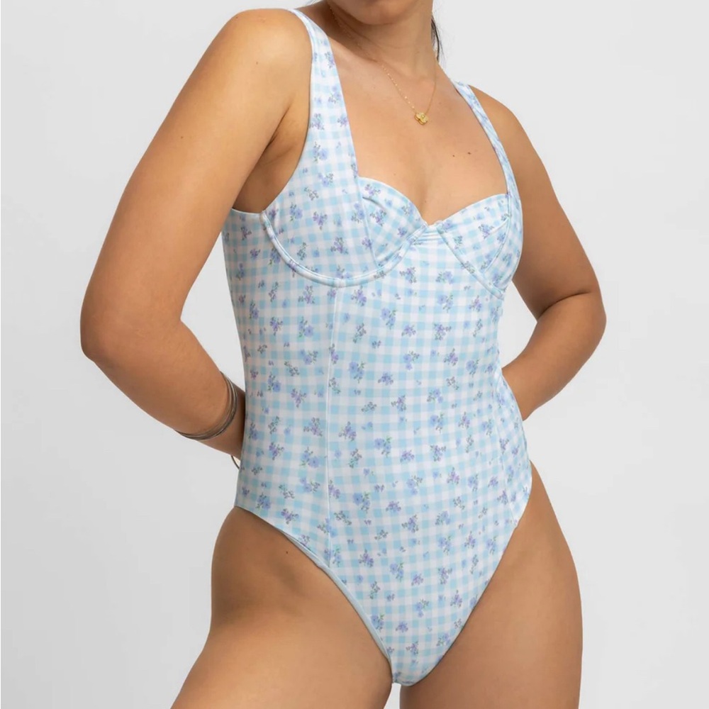 Blackbough Blue and White Checkered One Piece Swimsuit